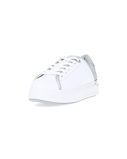 360 degree animation of product Silver wide fit diamante trainers frame-23
