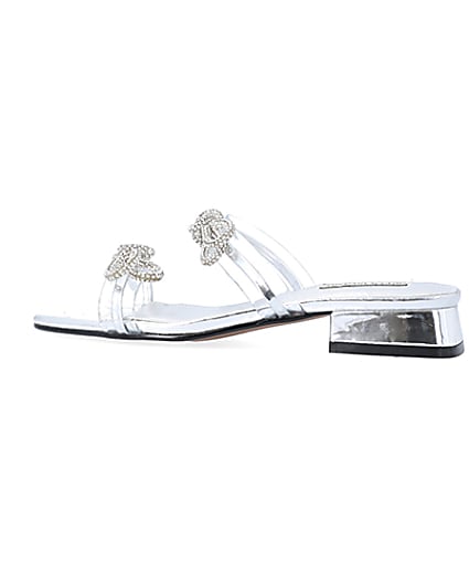 360 degree animation of product Silver wide fit embellished bow sandals frame-4