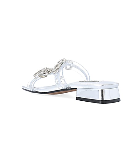 360 degree animation of product Silver wide fit embellished bow sandals frame-6