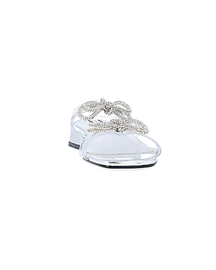 360 degree animation of product Silver wide fit embellished bow sandals frame-20
