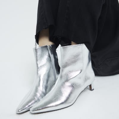 River island silver boots on sale