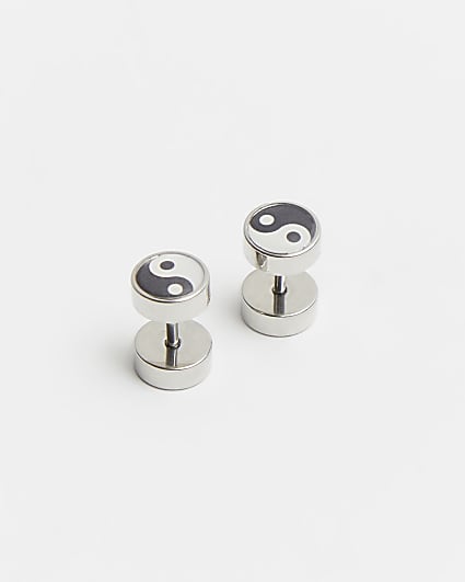 Silver Ying and Yang earrings