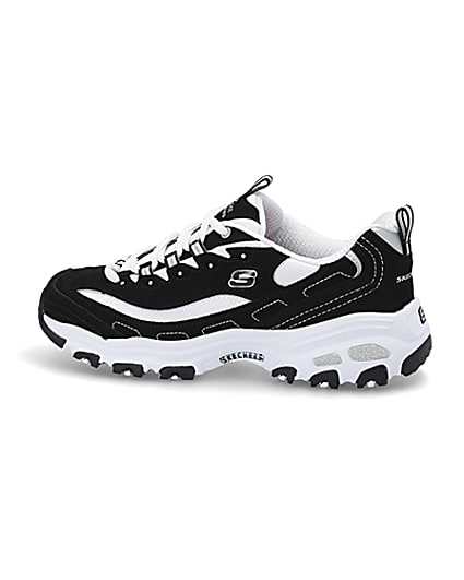 360 degree animation of product Skechers black D’Lite Biggest Fan trainers frame-4