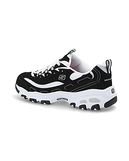 360 degree animation of product Skechers black D’Lite Biggest Fan trainers frame-5