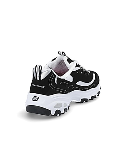 360 degree animation of product Skechers black D’Lite Biggest Fan trainers frame-11