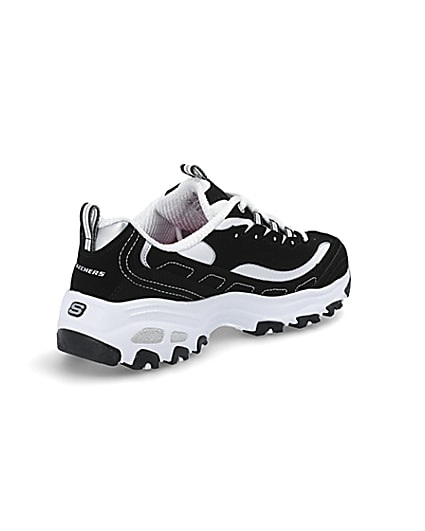 360 degree animation of product Skechers black D’Lite Biggest Fan trainers frame-12