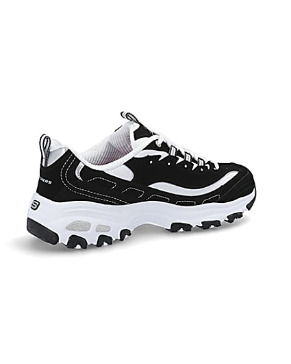 360 degree animation of product Skechers black D’Lite Biggest Fan trainers frame-13