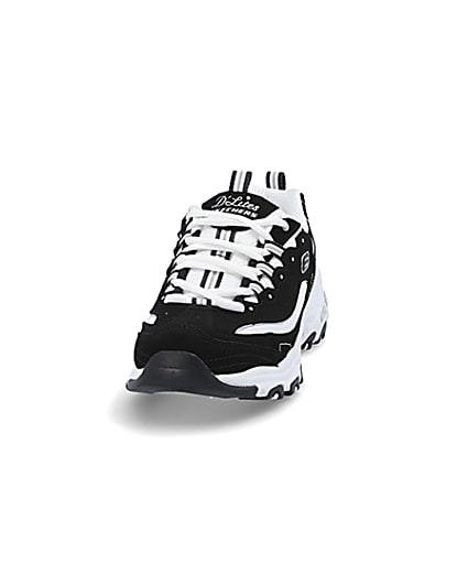 360 degree animation of product Skechers black D’Lite Biggest Fan trainers frame-22