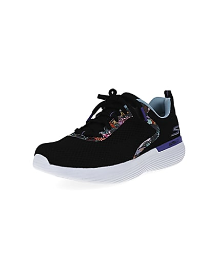 360 degree animation of product Skechers black Go Run trainers frame-0