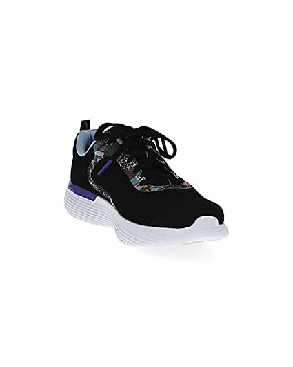 360 degree animation of product Skechers black Go Run trainers frame-19