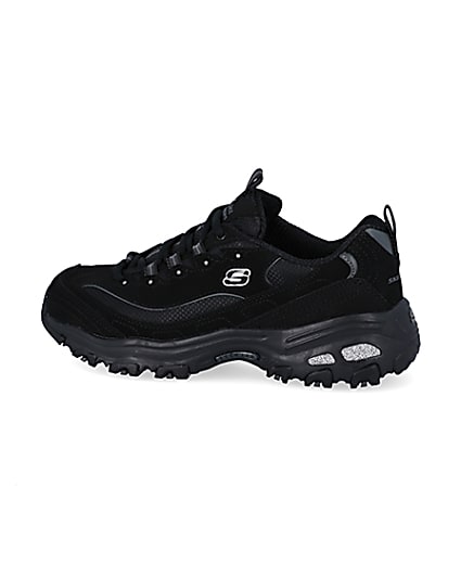 360 degree animation of product Skechers black lace up trainers frame-4