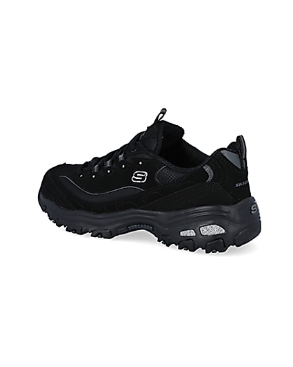 360 degree animation of product Skechers black lace up trainers frame-5