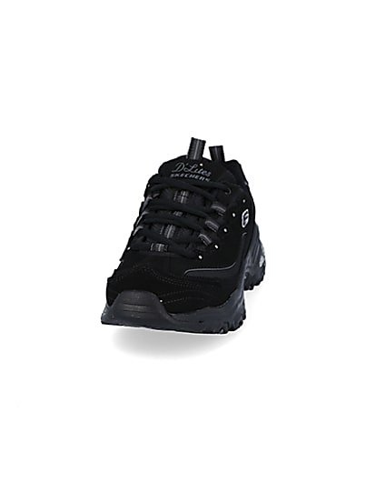 360 degree animation of product Skechers black lace up trainers frame-22