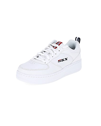 360 degree animation of product Skechers white Court trainers frame-0