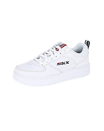 360 degree animation of product Skechers white Court trainers frame-1