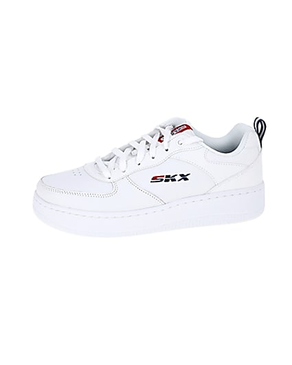 360 degree animation of product Skechers white Court trainers frame-2