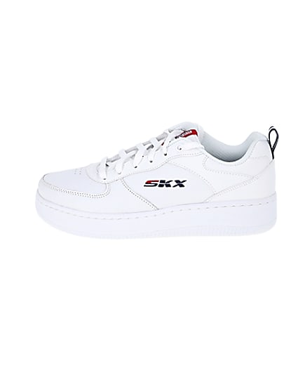 360 degree animation of product Skechers white Court trainers frame-3