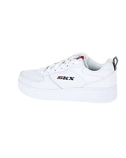 360 degree animation of product Skechers white Court trainers frame-4
