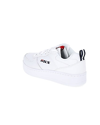 360 degree animation of product Skechers white Court trainers frame-6