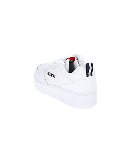 360 degree animation of product Skechers white Court trainers frame-7