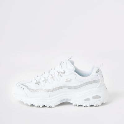 Skechers white D'Lites Now And Then trainers