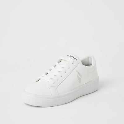 skechers white plimsolls