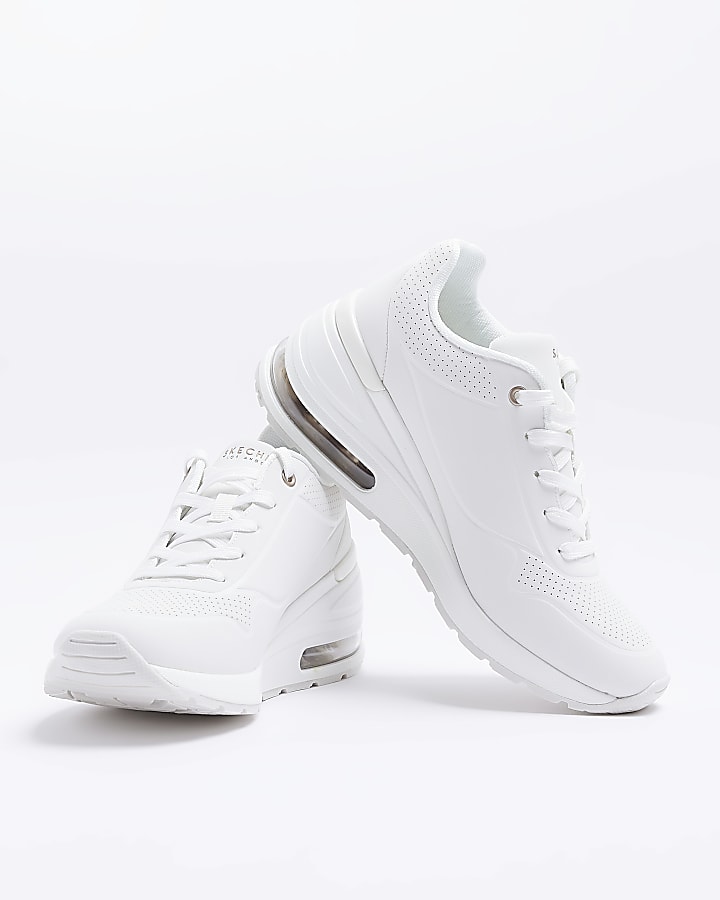 Skechers white million air elevated trainers