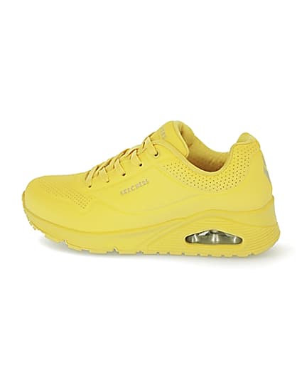 360 degree animation of product Skechers yellow lace up trainers frame-4