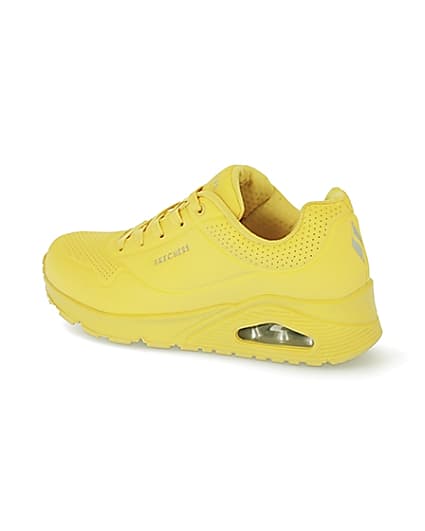 360 degree animation of product Skechers yellow lace up trainers frame-5