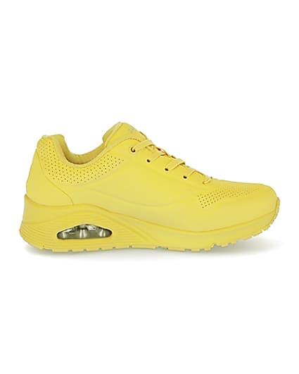 360 degree animation of product Skechers yellow lace up trainers frame-15
