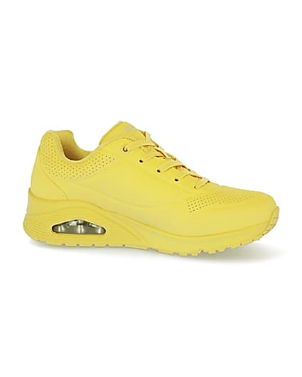 360 degree animation of product Skechers yellow lace up trainers frame-16