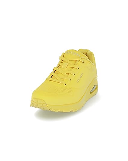 360 degree animation of product Skechers yellow lace up trainers frame-23