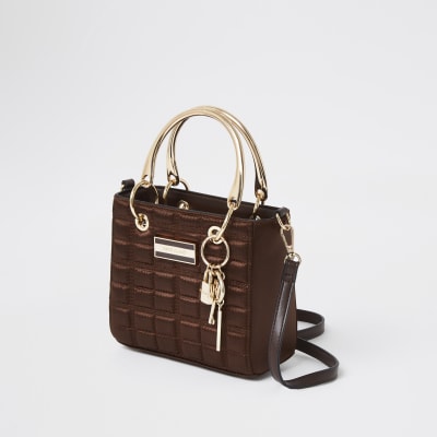 Small Satin Quilted Boxy Tote