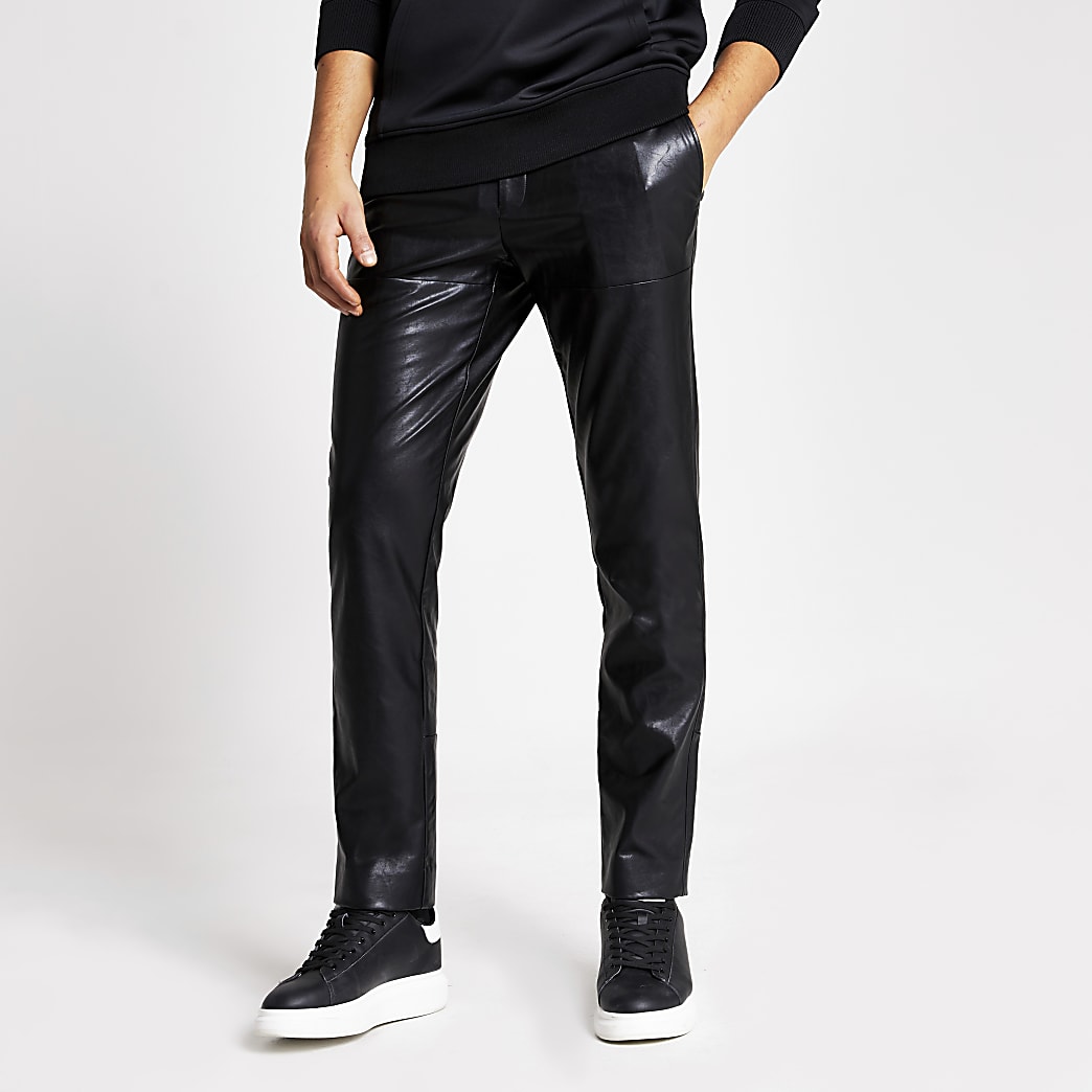 Smart Western faux leather skinny trousers | River Island