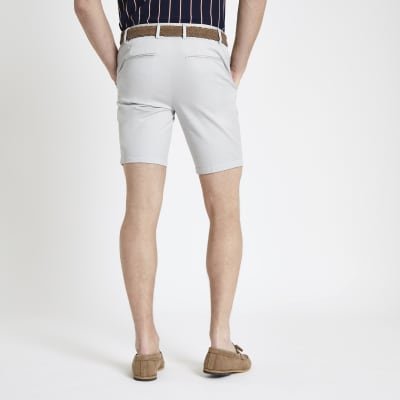 Stone belted slim fit chino shorts River Island