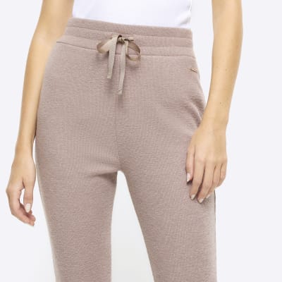 ASOS DESIGN legging with high waist in brushed rib in stone