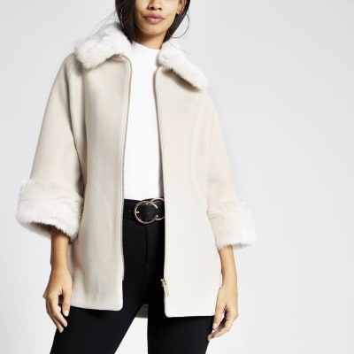 faux fur trim coat