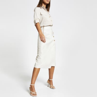 river island wrap midi dress stone