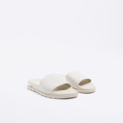 Stone geometric print bubble detail sliders