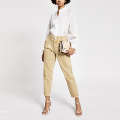 Stone high rise tapered jeans