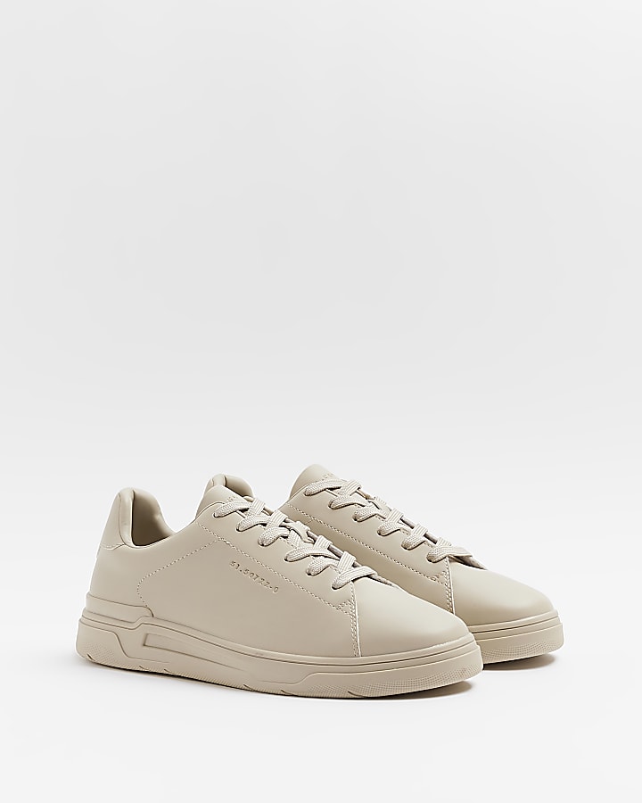 Stone lace up low top trainers