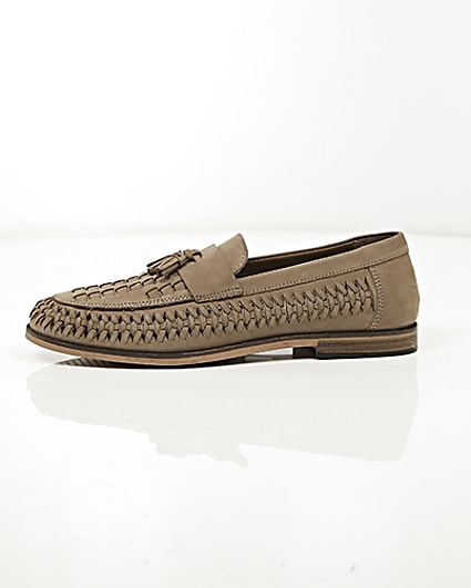 360 degree animation of product Stone leather woven tassel loafers frame-22