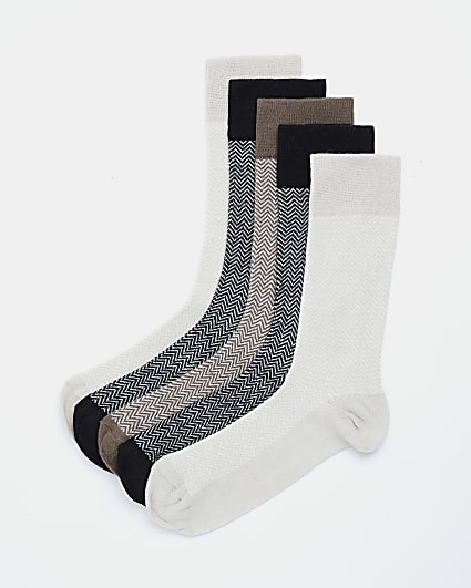 Stone Multipack Herringbone socks