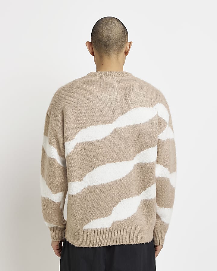 Stone oversized fit striped jumper