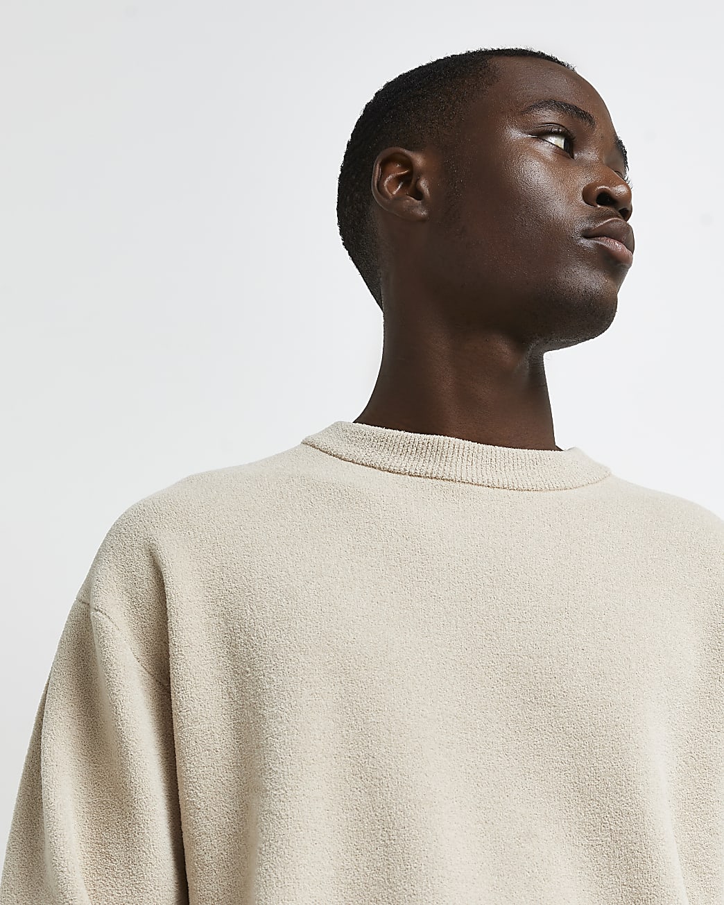 Stone oversized fit towelling jumper