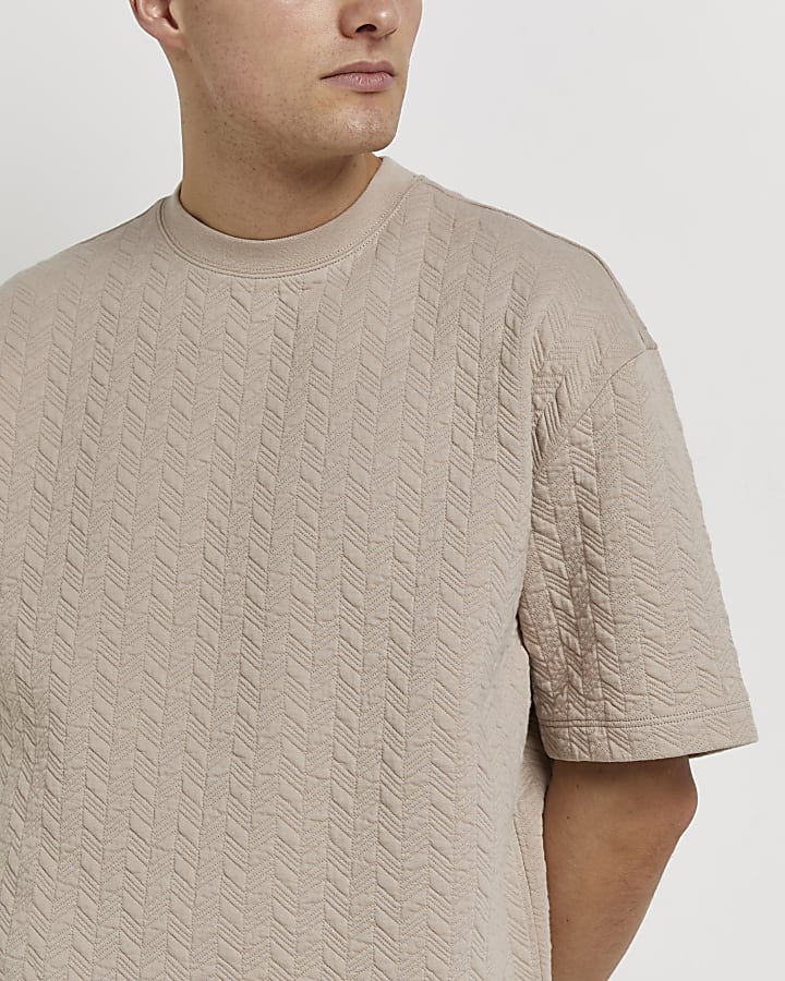 Stone oversized quilted t-shirt