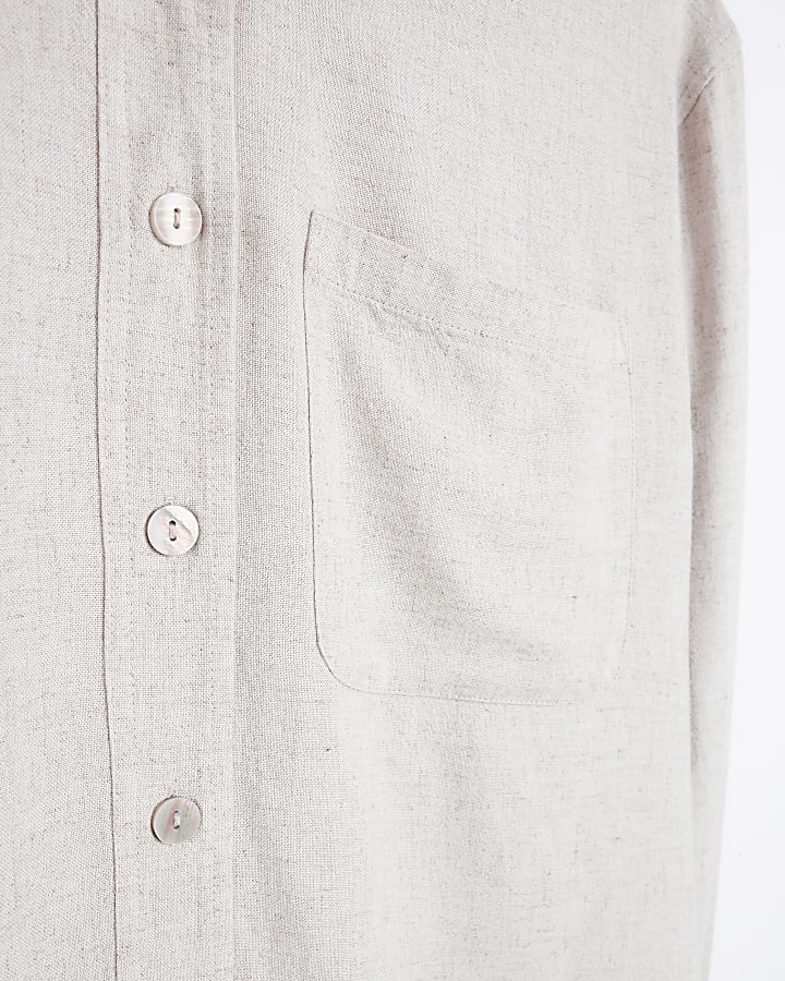 Stone oversized shirt with linen