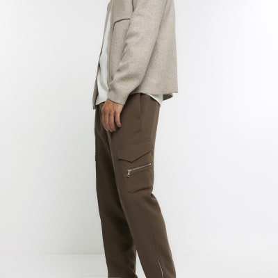 Stone regular fit cargo smart trousers
