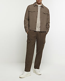 Stone regular fit cargo smart trousers