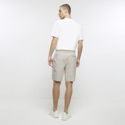 Stone regular fit check suit shorts